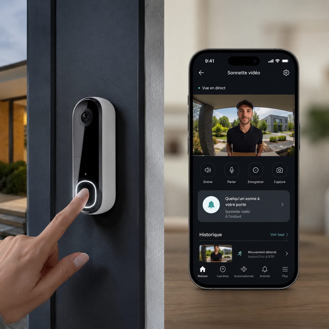 Appel du visiophone reçu sur un smartphone